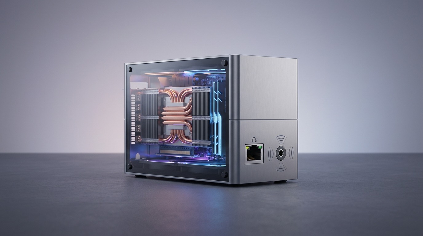 Preferences → System-tab met drie secties na elkaar in beeld: GPU Backend / Preferred Device bovenaan, Memory Cache Limit in het midden, Allow Online Access onderaan — elk met hun huidige instelling duidelijk leesbaar.