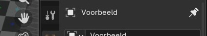 De punaise rechts van de datablock-selector staat aan (schuin, wit): deze tab blijft nu 'Voorbeeld' tonen, ook als je een ander object selecteert.