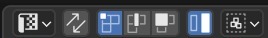 Vertex/Edge/Face-selectieknoppen (links, Vertex actief) met daarnaast — los aan te zetten — de Island-toggle (blauw = aan).