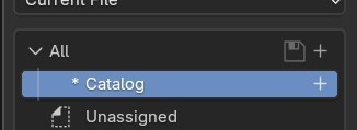 Een vers aangemaakte catalogus naast 'All' en 'Unassigned' — een pure ordeningslaag, los van de mapstructuur op schijf.
