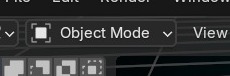 De Mode-dropdown in de 3D Viewport-header, uitgesneden en vergroot: hierop klikken klapt de lijst open met Object Mode bovenaan, daaronder Edit Mode, Sculpt Mode, Vertex/Weight/Texture Paint.