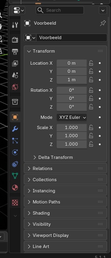 De Properties-editor, hier op de Object-tab.