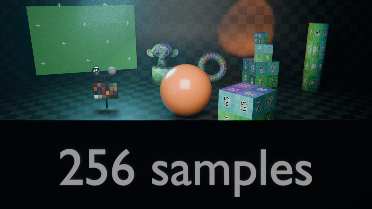 256 samples — nauwelijks nog korrel.