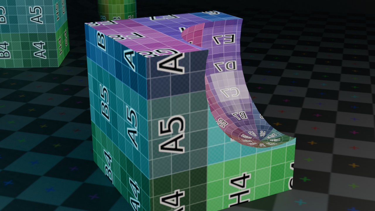 Difference, Exact solver: een bol hapt een rond gat uit een kubus.