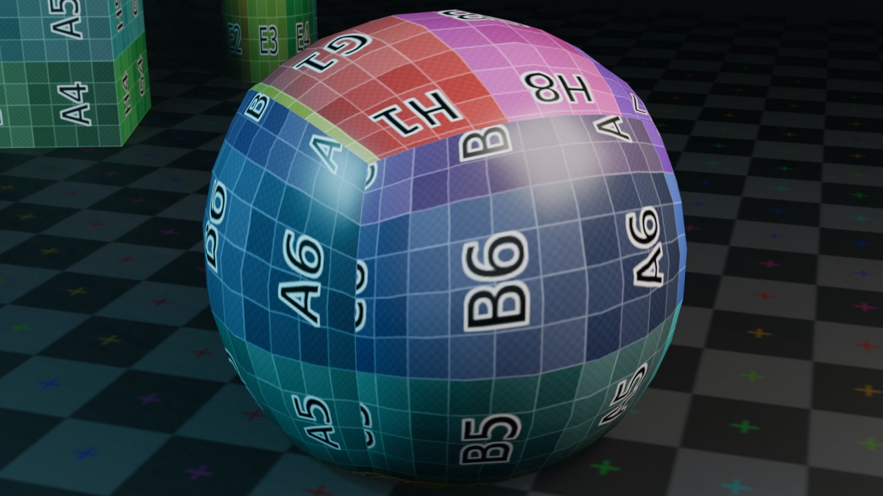 Type Sphere, Factor 0.9 op een onderverdeelde kubus.