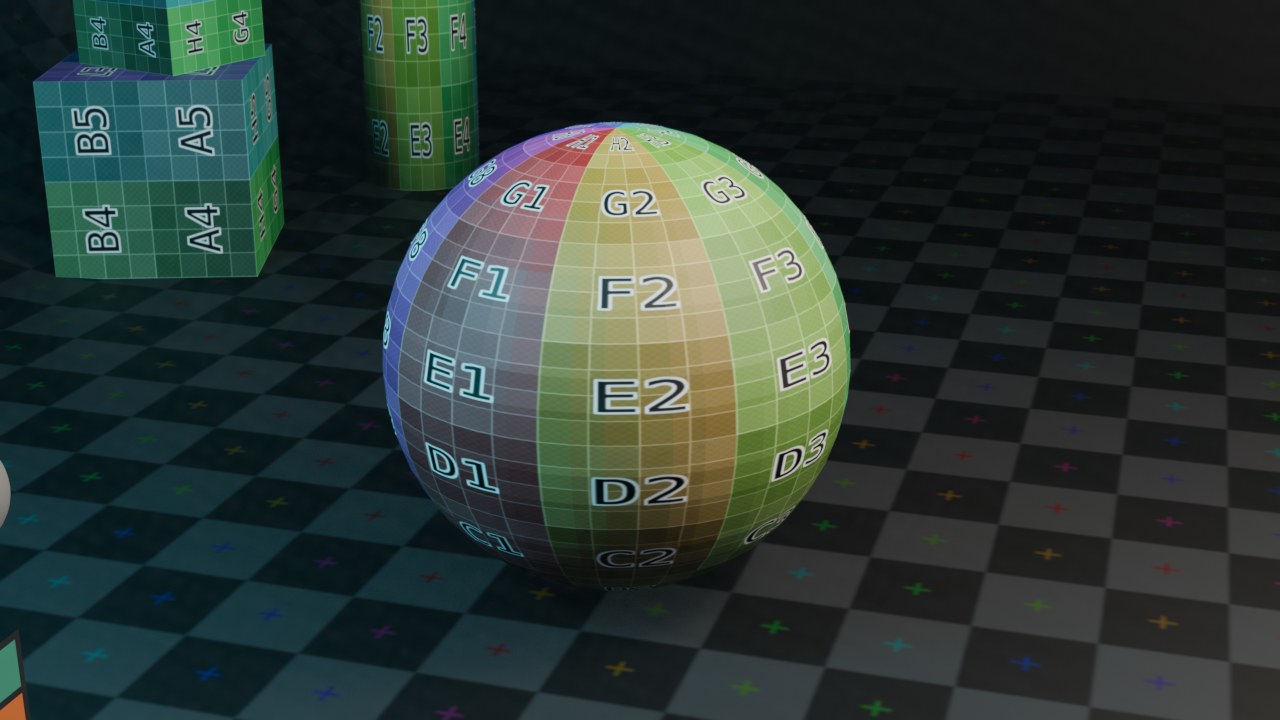 Nearest Surface Point, Offset 0.015: een strook vouwt zich om een bol.