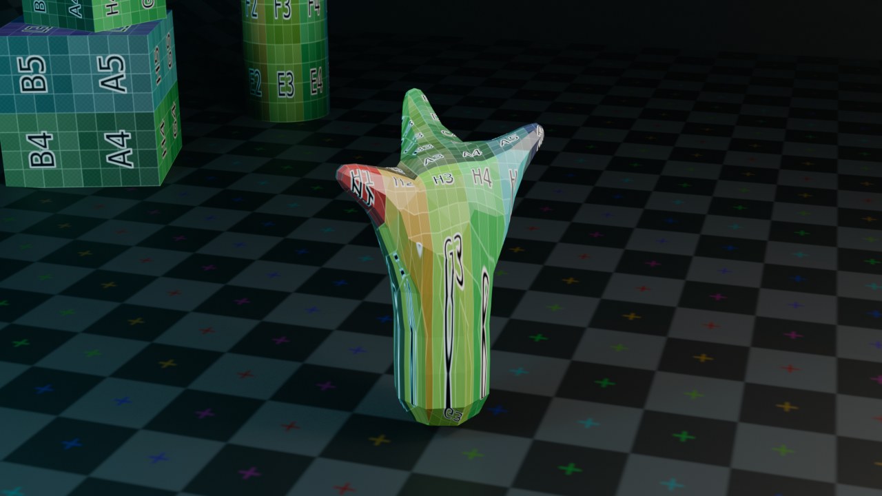 Een los skelet van edges met een eigen skin-straal per punt, plus 1 niveau Subdivision Surface.
