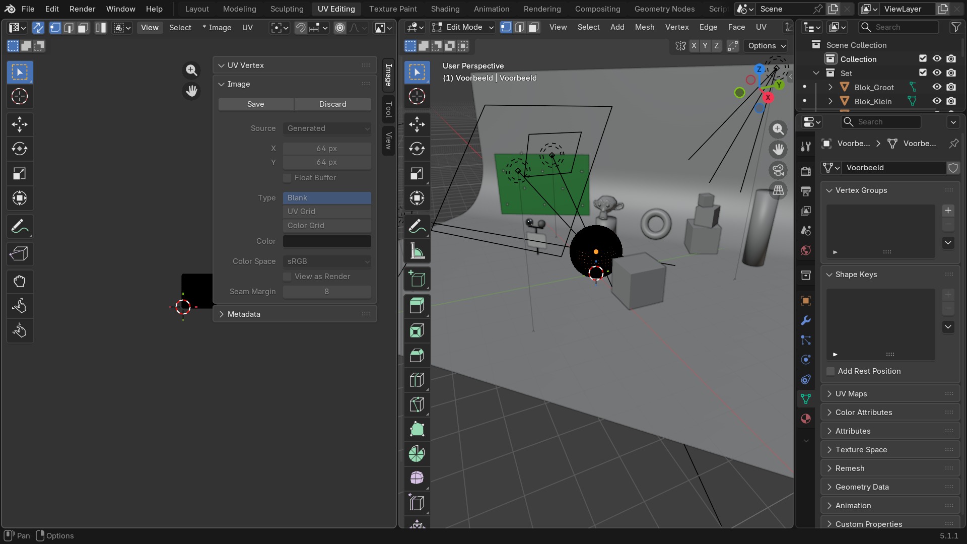 De Scopes-tab met histogram en vectorscoop naast een geladen render.