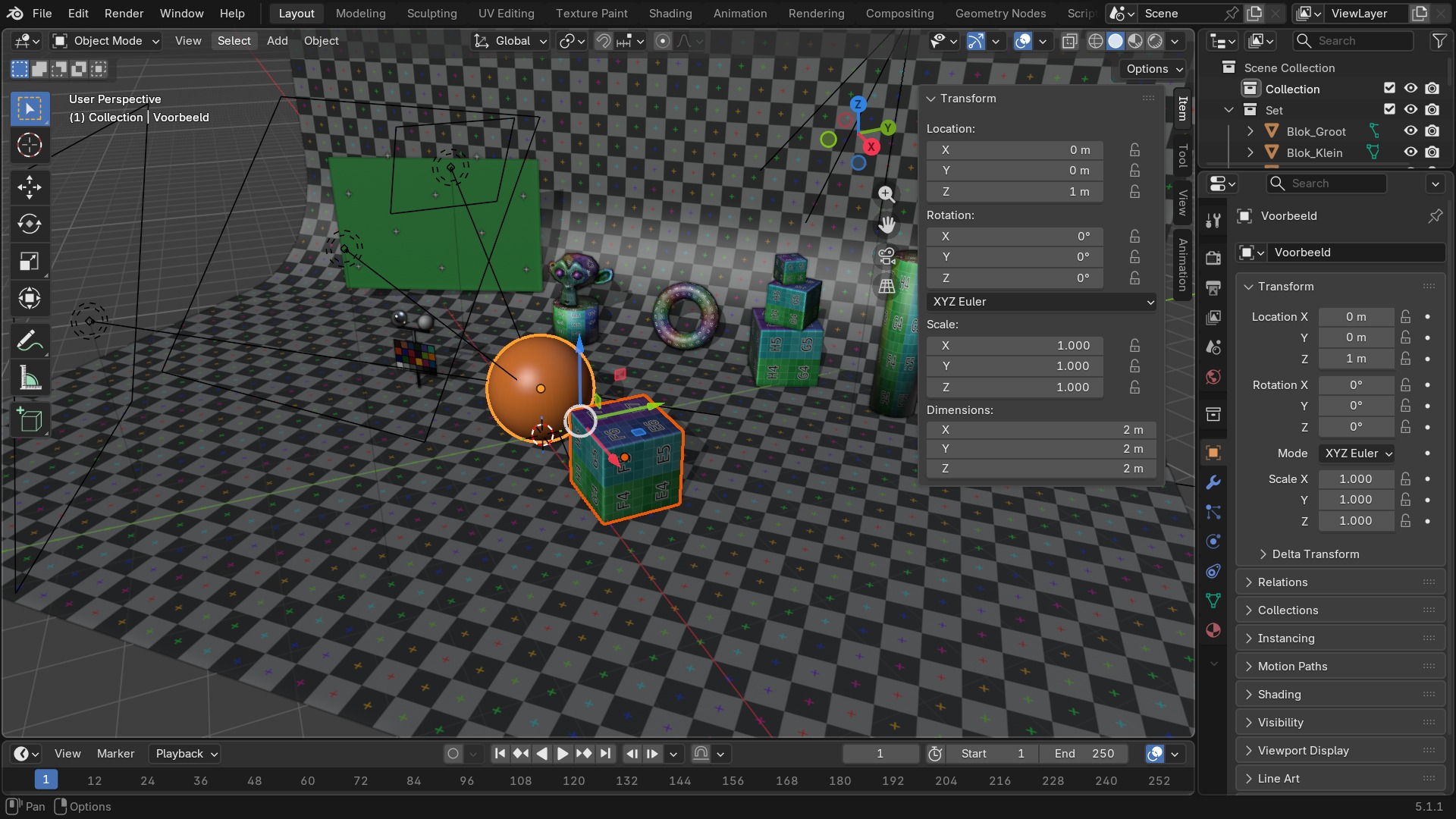 De navigatie-gizmo rechtsboven in de 3D Viewport.