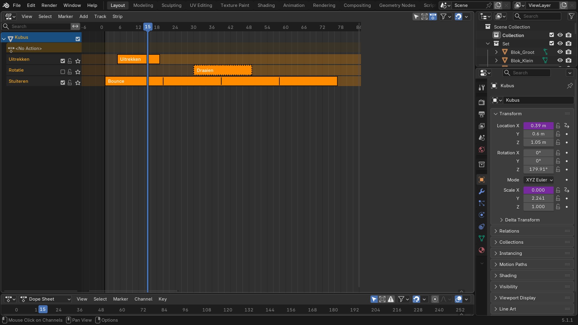 Per track eigen Mute/Lock/Solo-knoppen — precies dit soort lokale NLA-tracks bouw je bovenop een gelinkte rig, zonder het bronbestand te hoeven openen.