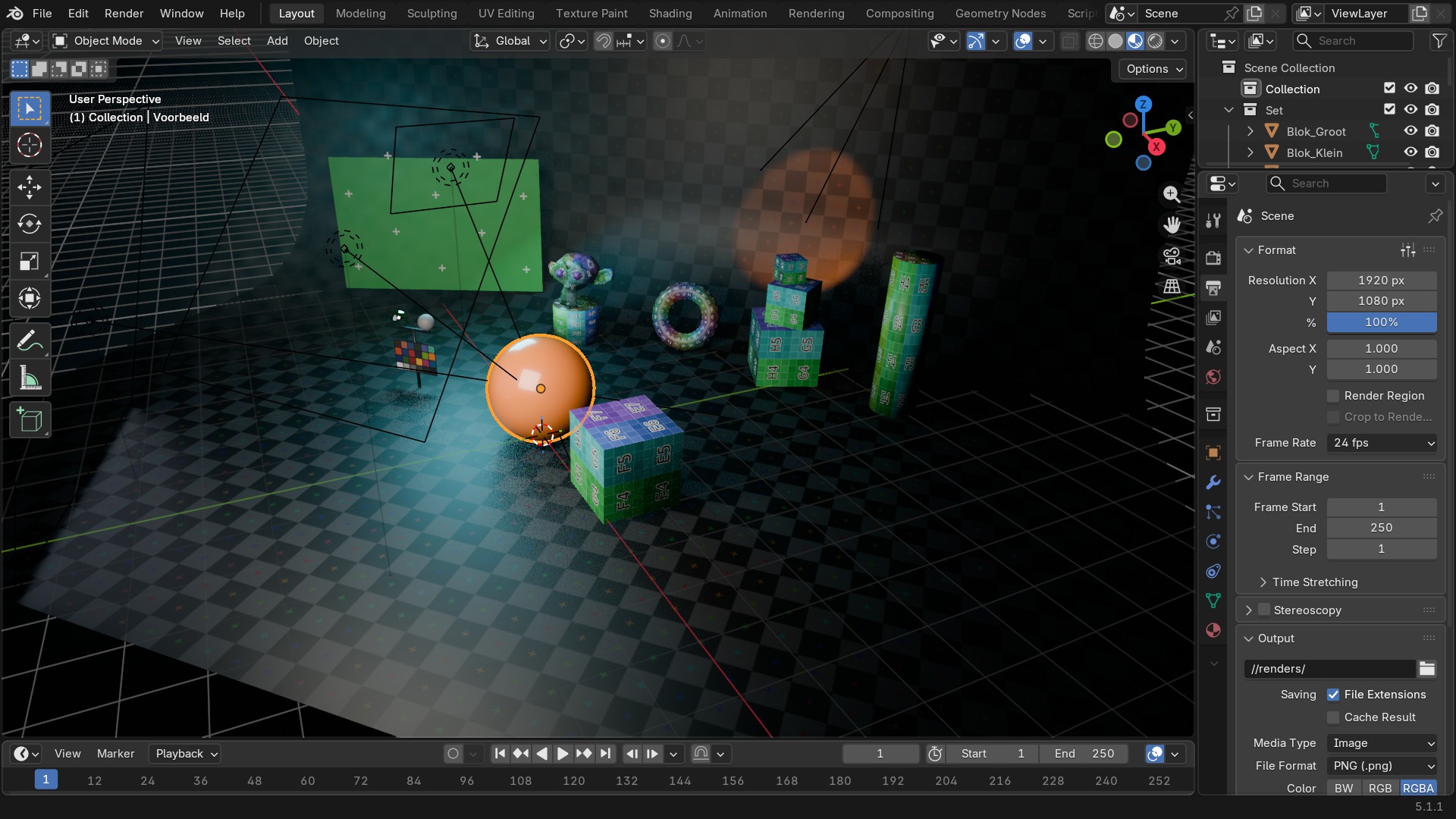 Output Properties, Output-paneel uitgeklapt met File Format op OpenEXR Multilayer en Color Depth op 32.