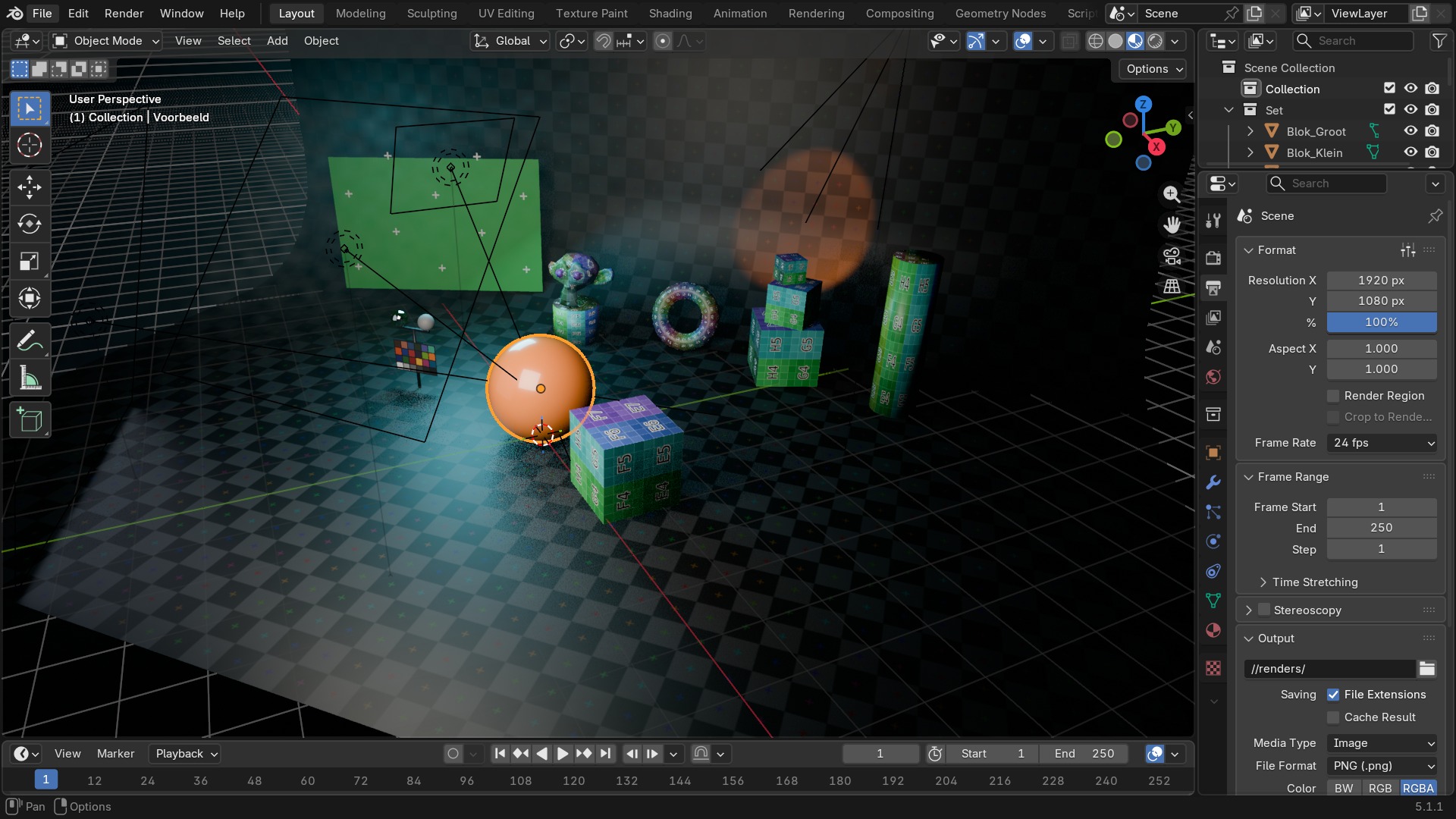 Output Properties met het Output-pad, Resolution, Frame Range en Post Processing-panelen.
