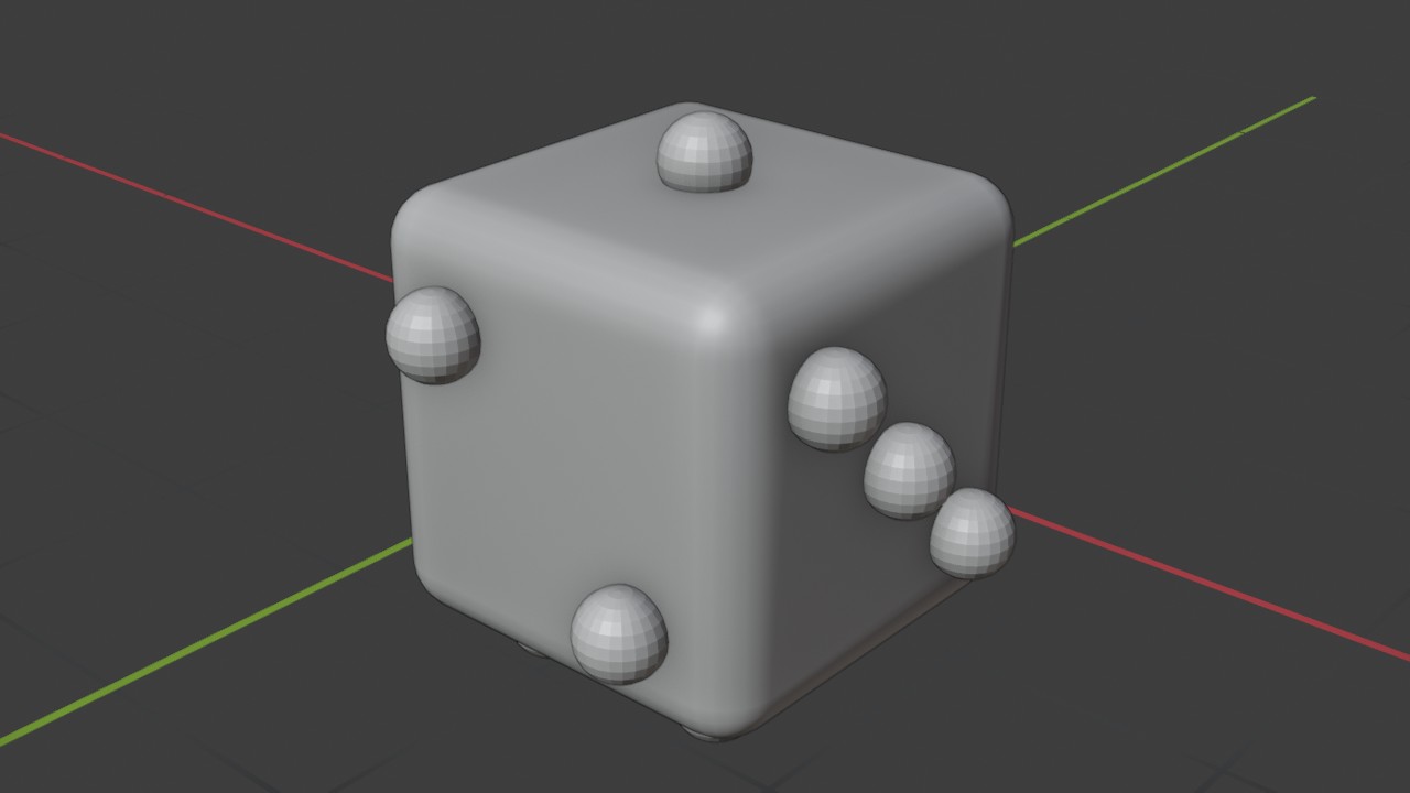 Een Boolean-modifier op de dobbelsteen