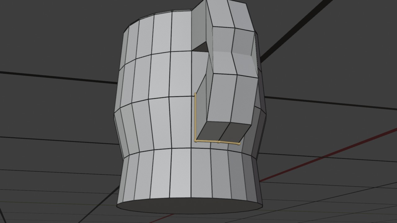 Extrudeer terug richting de wand