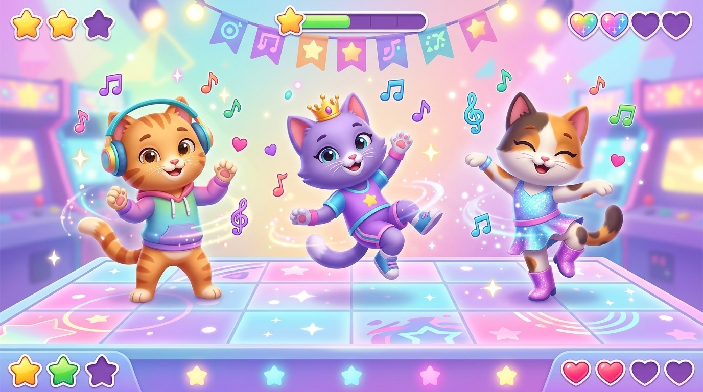 Het eindresultaat: een dansende kat die van kleur wisselt, pulseert en muziek maakt