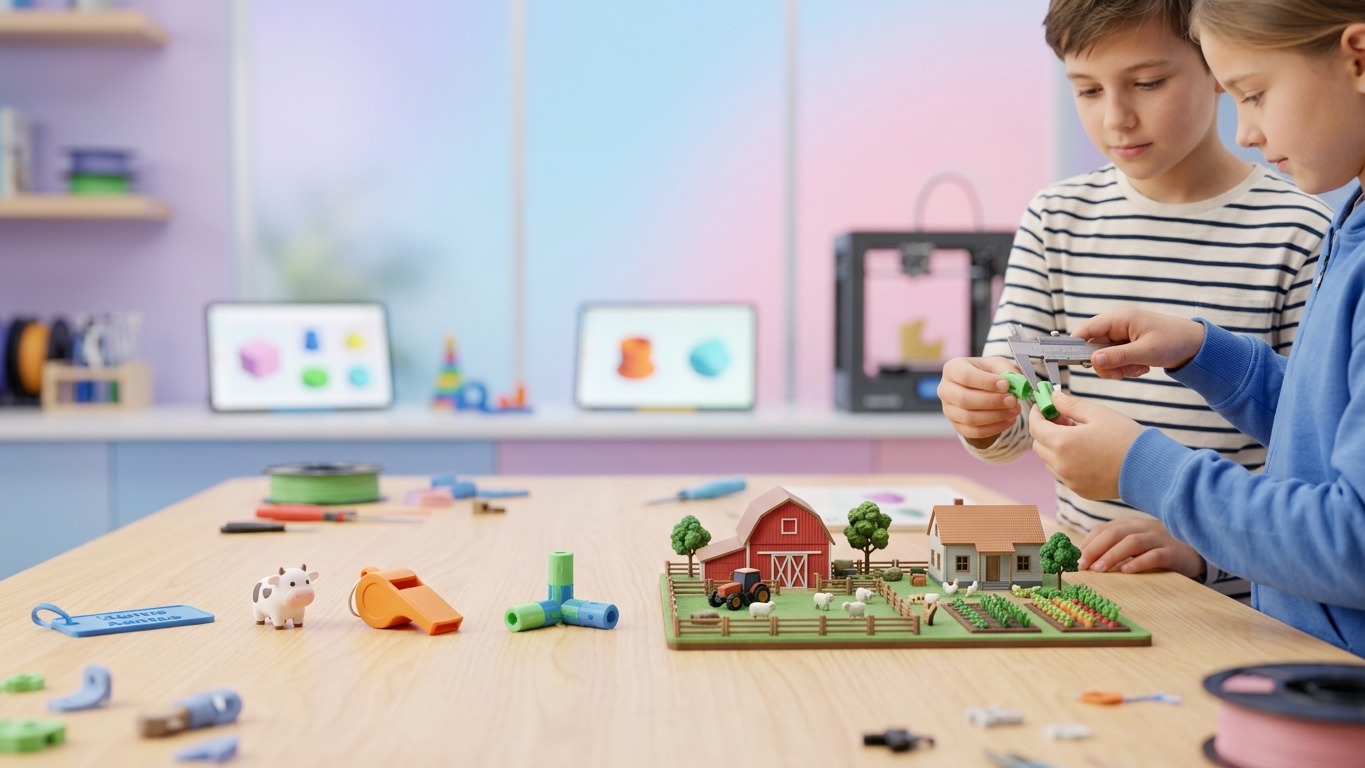 De printfarm werkt volgens bewaakte printvensters — de connectoren passen precies op het houten plankensysteem
