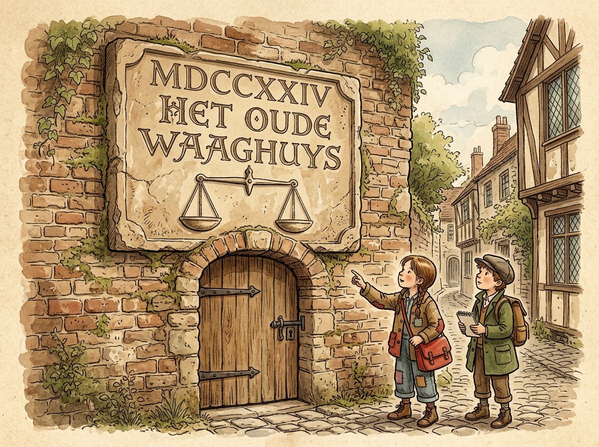 De Waag (F6): ANNO MDCXLVII · HIER WOECHT MEN DAT COREN