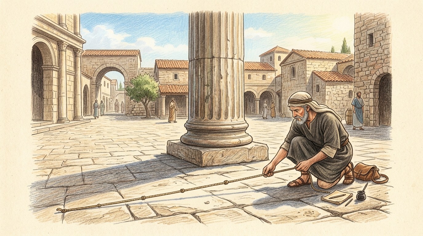 Een paal, een schaduw en een afstand: meer had Eratosthenes niet nodig.