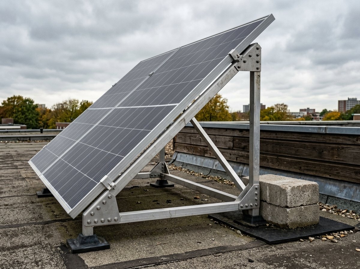 Een steun uit rechte profielen met bouten in de knopen: bijna een ideaal vakwerk.