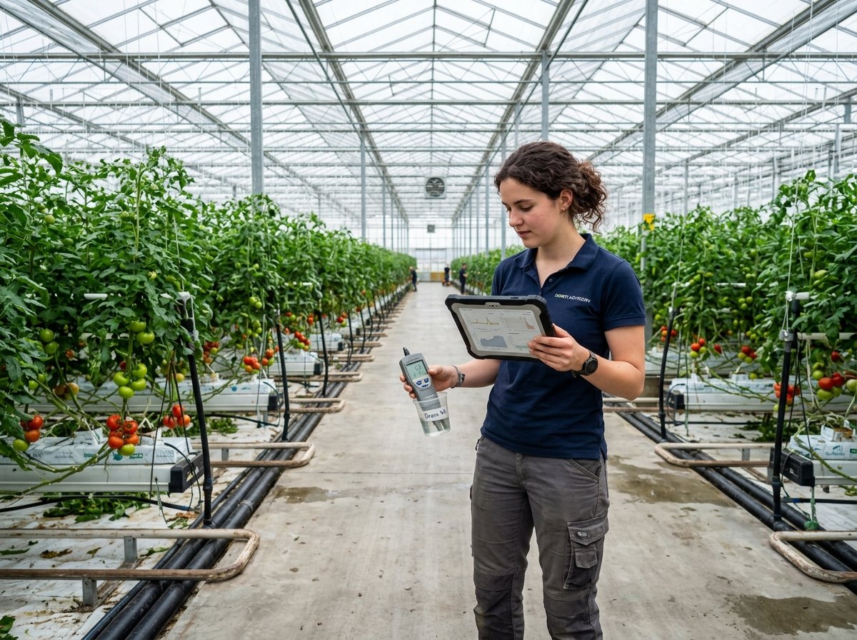 Teeltadviseur: klimaat, water en voeding meten in een serre, een grote broer van de meetkas.
