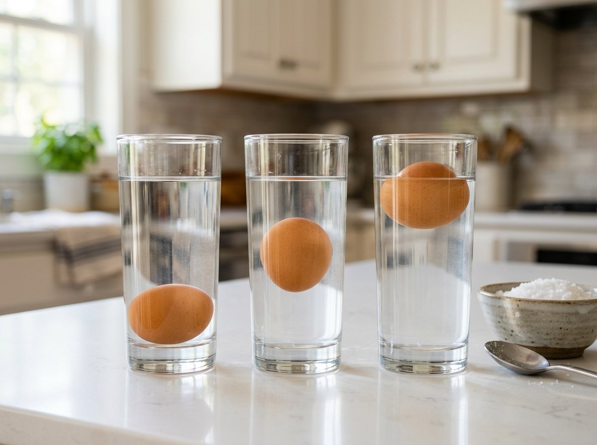 Kraanwater, wat zout, veel zout: zinken, zweven, drijven.