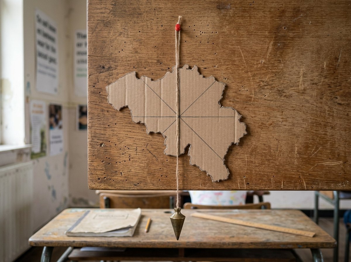 Twee loodlijnen, één snijpunt: het zwaartepunt.