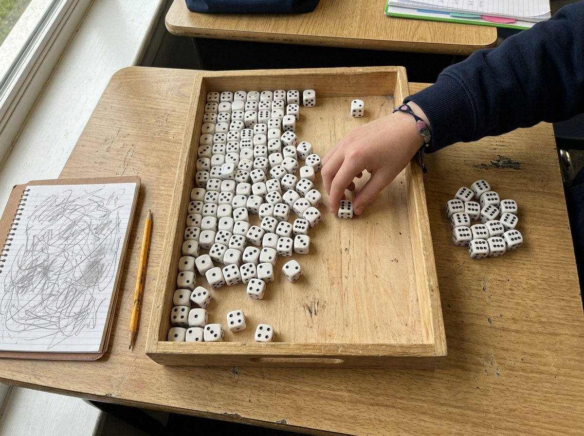 Elke zes is een 'vervallen kern': ze gaat uit het spel, de rest wordt opnieuw gegooid.