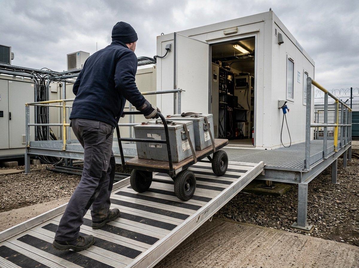 Een oprit van 6,25 % lijkt vlak, maar de helling trekt de kar met 49 N terug naar beneden.