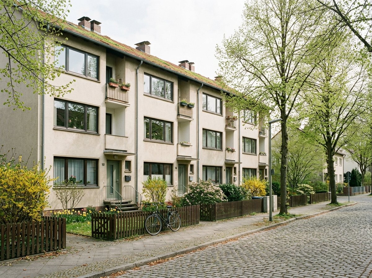 Rijhuizen die met de warmte van de zon, de bewoners en de toestellen bijna warm blijven.