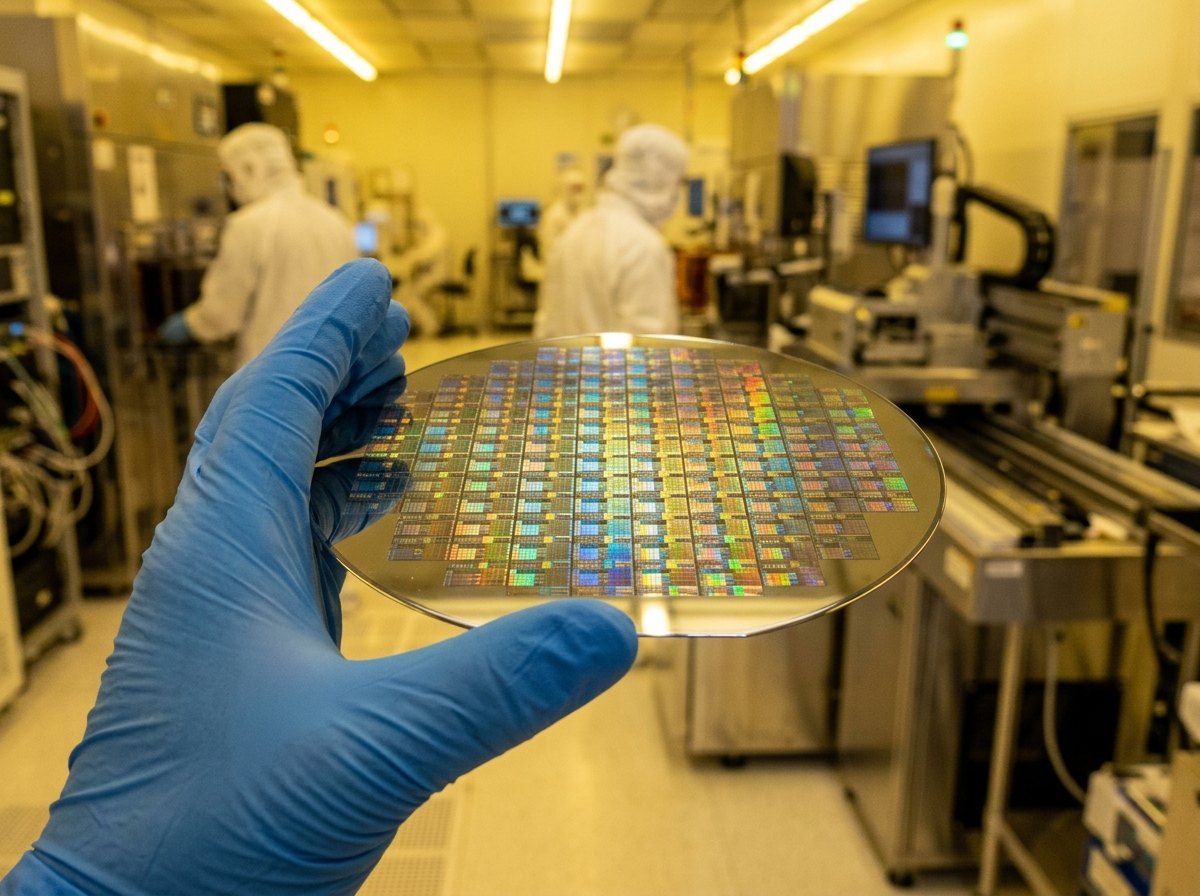 Een schijf zuiver silicium, gedoteerd en bewerkt tot honderden chips met elk miljarden transistors.