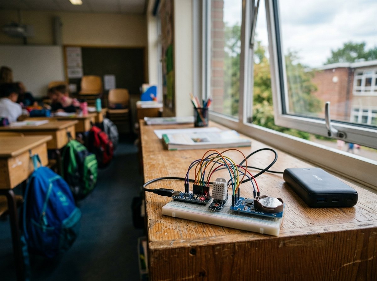 De logger een schooldag lang op de kast: uit de zon, weg van de verwarming.