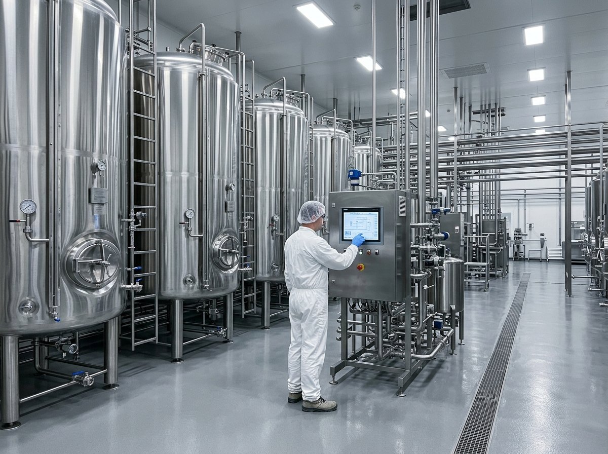 In zulke tanks maken genetisch gewijzigde bacteriën of gisten insuline.