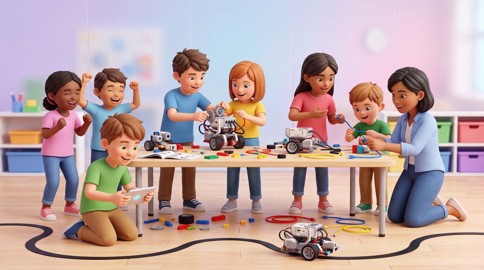 Robots bouwen en meteen testen: het hart van elke namiddag