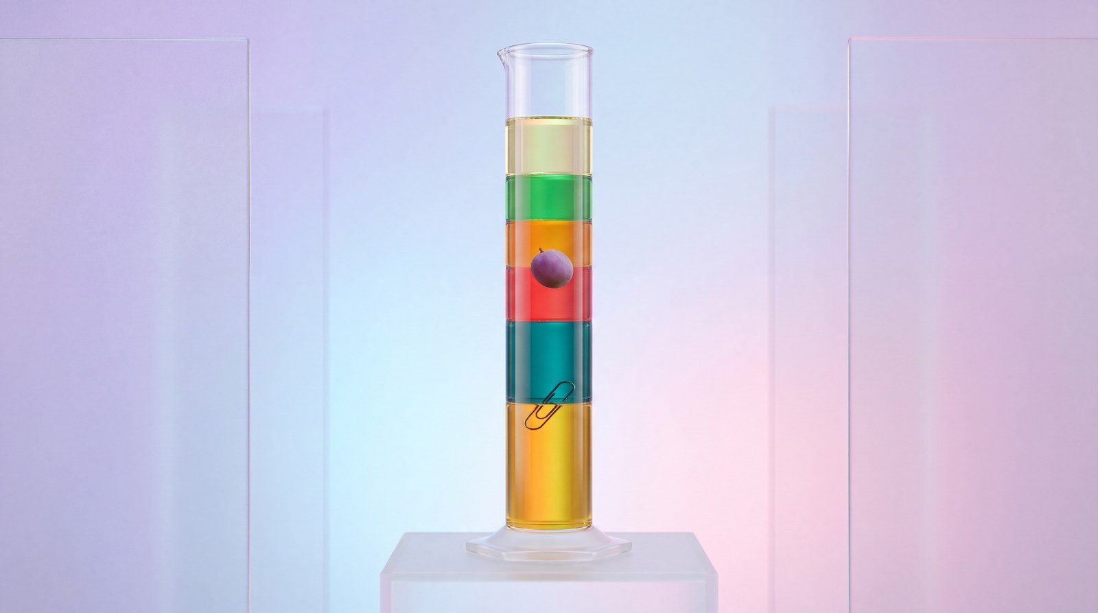 De dichtheidstoren: een regenboog van vloeistoflagen in één glas.