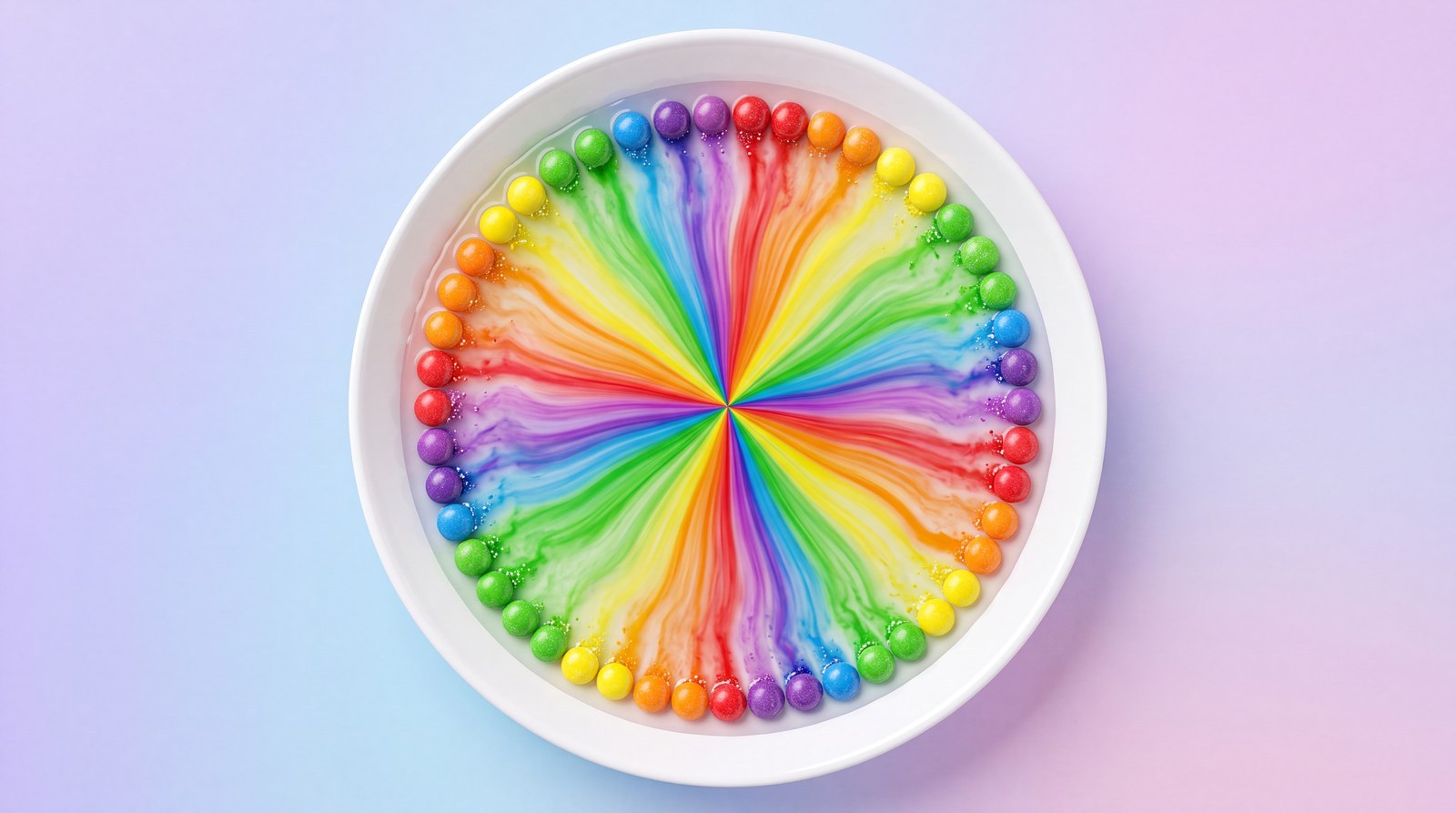 De Skittles-regenboog: kleurbanen die naar het midden trekken maar niet mengen.