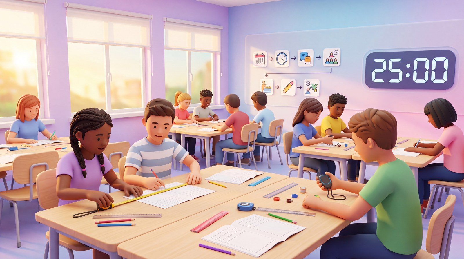 Eén uur, één vaste routine: hands-on meten en maken in duo's